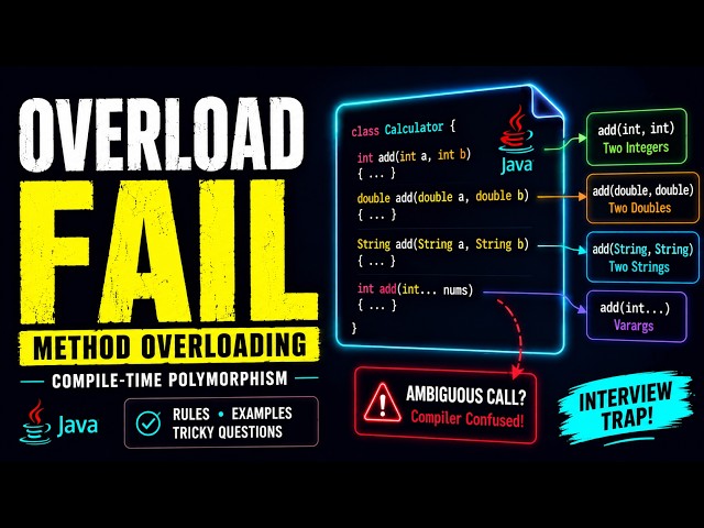 Method Overloading in Java Explained Deeply | Compile Time Polymorphism | Core Java Series