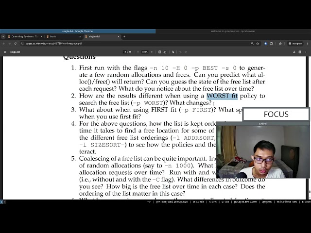 Live study: read along book "Operating Systems: Three Easy Pieces" (Part 99)
