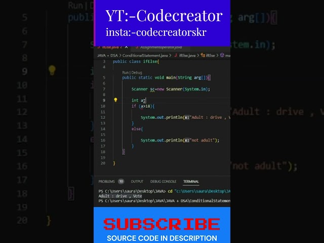 if - else Statement In Java |@codecreatorskr  #ifelsestatement #java