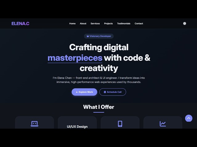 Responsive Personal Portfolio Website Using HTML CSS JavaScript with Dark Mode and Animation