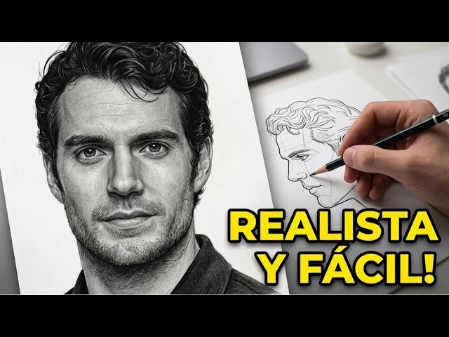 Como dibujar un rostro en 3/4 para principiantes | Guía Fácil para Principiantes (Henry Cavill)