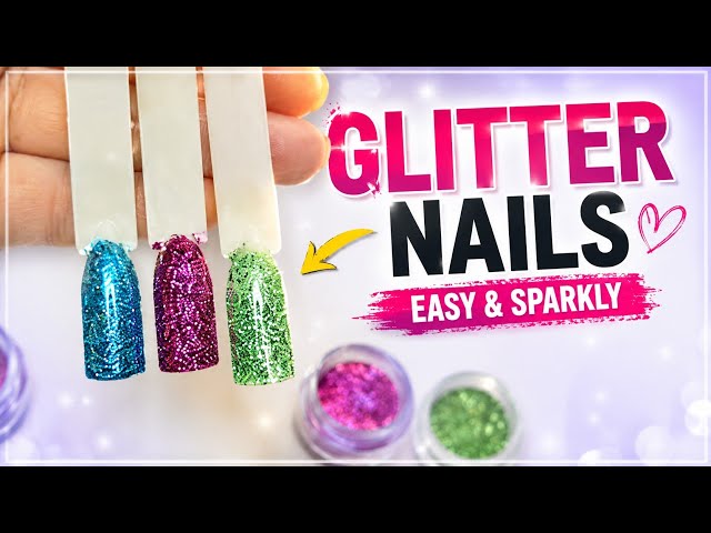 glitter application on nails / How to apply  glitter on nails ✨️/ 3 ways to apply glitter 
