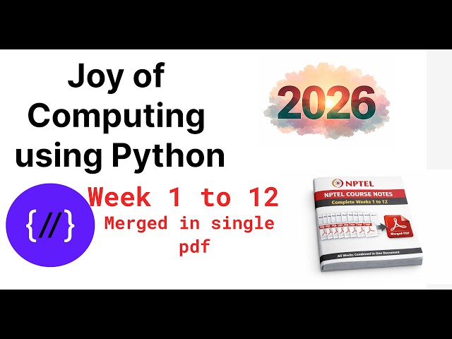 Joy of Computing Using Python 2026 | All Weekly Quiz (Week 1–12) Combined PDF