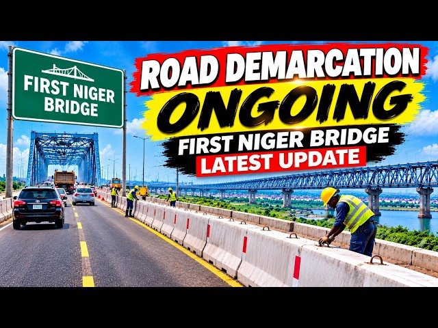 First Niger Bridge Latest Update 🇳🇬 New Concrete Road Demarcation Underway