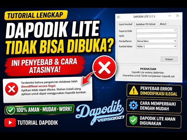 Dapodik Lite 2027 SOLUSI Dapodik Lite Error Database Dimodifikasi Secara Ilegal