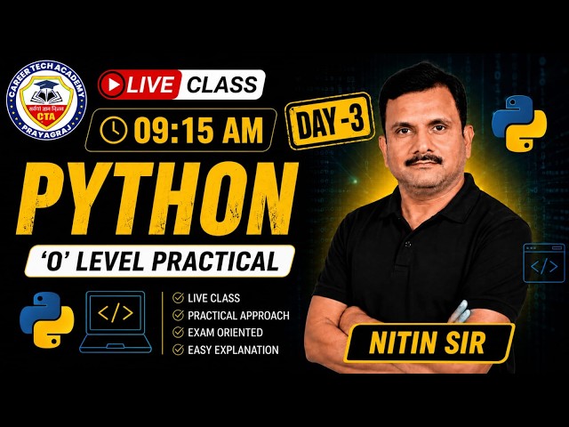 🐍 O Level Python Practical | Day 3 🚀 Live Class with Nitin Sir #python #olevel #practice #exam