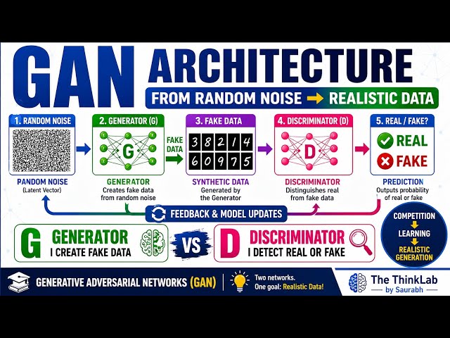 🚀 GAN Architecture Explained: From Random Noise to Realistic Data