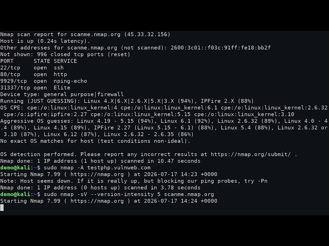 nmap Tutorial — Service & OS Detection
