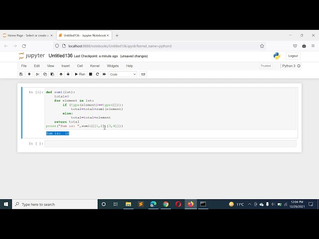 Python Program to Find the Total Sum of a Nested List Using Recursion