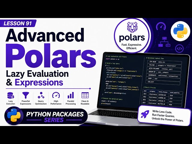 Lesson 91 - Advanced Polars: Lazy Evaluation & Expressions | Python Packages Series | Uplatz
