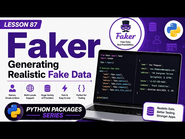 Lesson 87 - Faker: Generating Realistic Fake Data | Python Packages Series | Uplatz