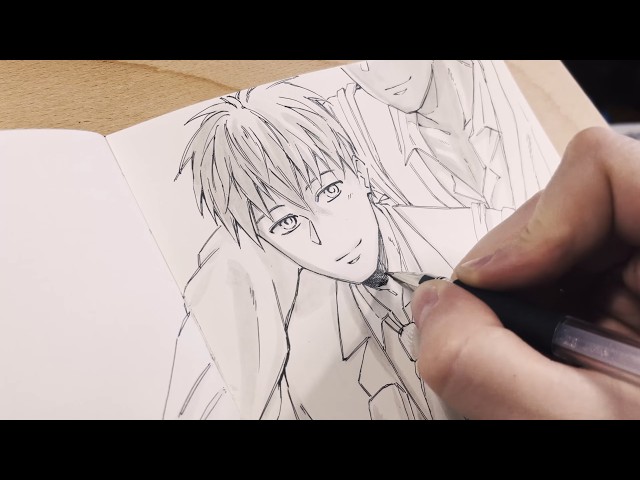 quietly inking a sketchbook page | kuroko no basket fanart