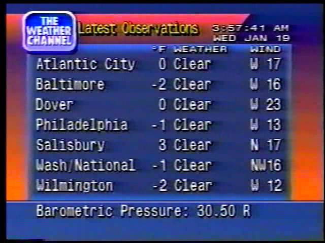 Weather Channel Local Forecasts January 19 1994