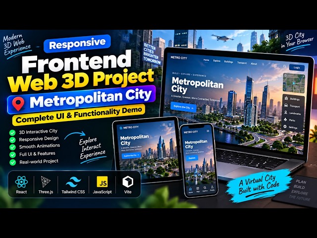 Responsive Frontend Web 3d Project Metropolitan city | Complete UI & Functionality Demo