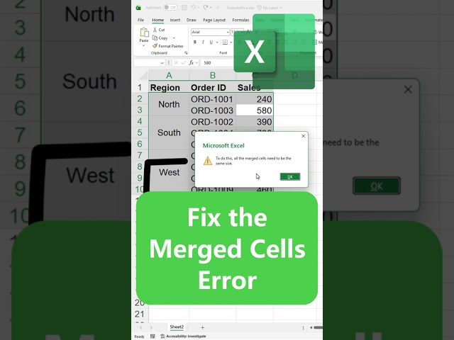How to Fix “All Merged Cells Need to Be the Same Size" Error