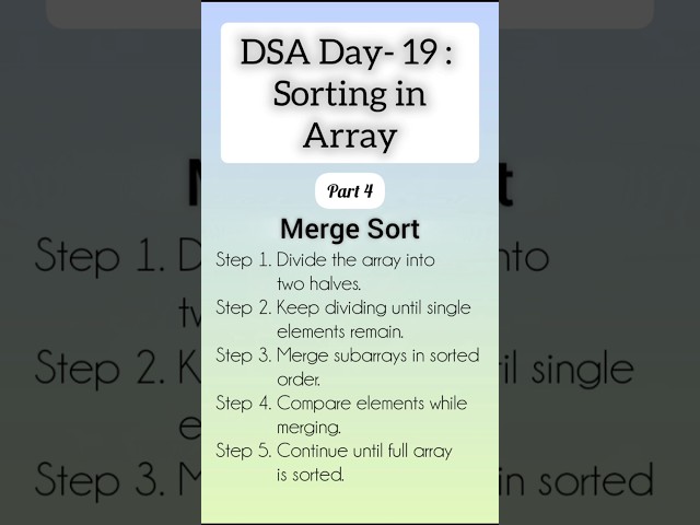 Day 19 of DSA | Merge Sort Algorithm in C | Data structure series #dsa #mergesort #shorts #shortyt