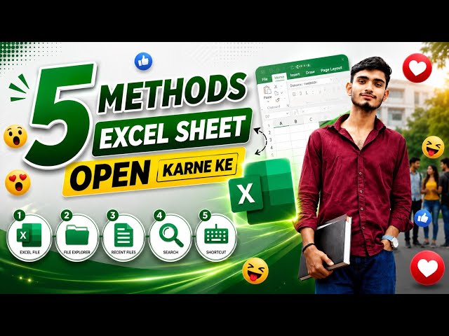 🔥 Excel Sheet Open Karne Ke 5 Best Methods | MS Excel Tutorial in Hindi | Beginner to Advanced
