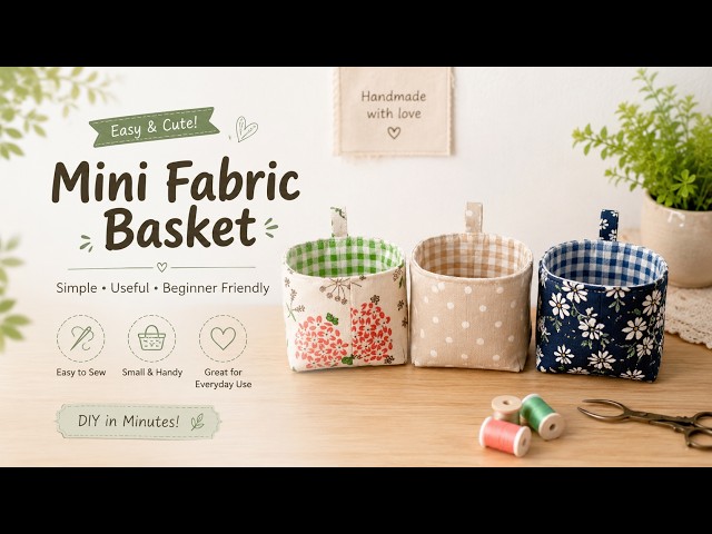 Easy Fabric Basket Sewing Tutorial | Cute & Useful Mini Storage Basket for Beginners