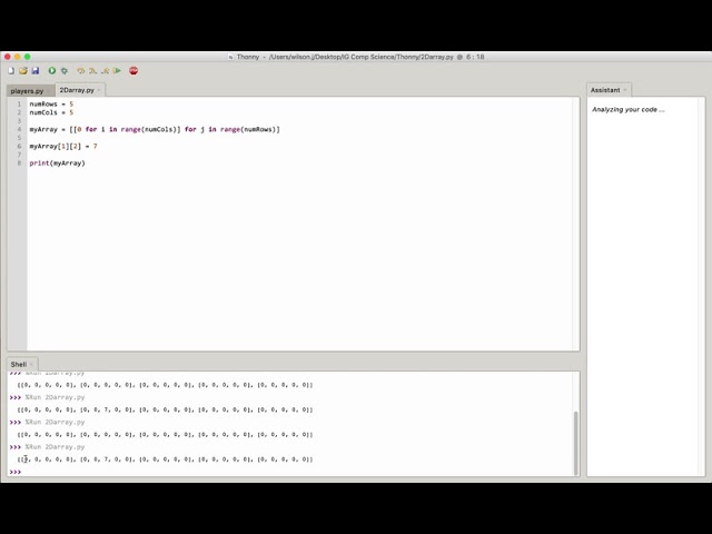 2.3.2 - 2D array addressing (Python)