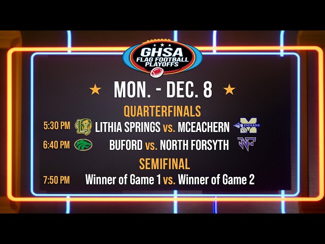Lithia Springs vs. McEachern; Buford vs. North Forsyth | GHSA Flag Football: Quarters & Semi's