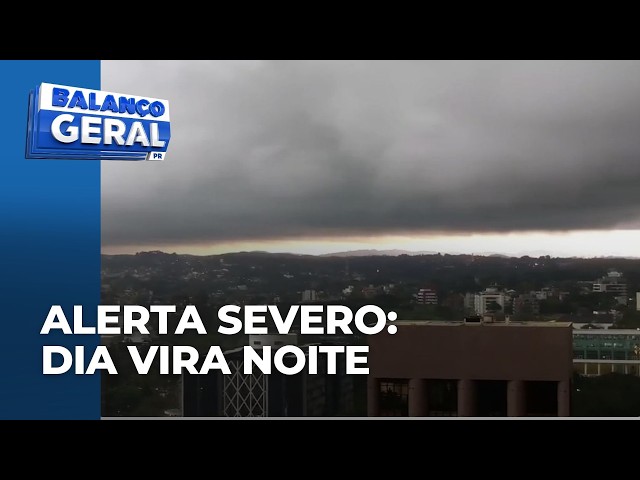 Dark clouds cover Curitiba and the surrounding area; Civil Defense issues a severe alert for Paraná