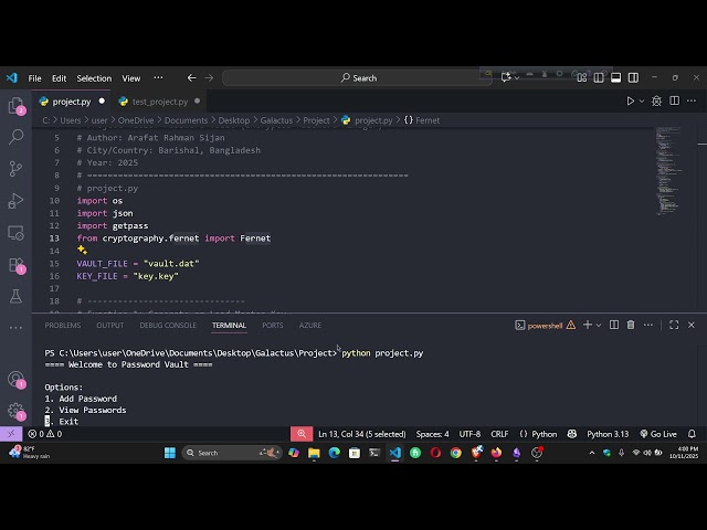 CS50P Final Project – Password Vault (Python Encryption Project)