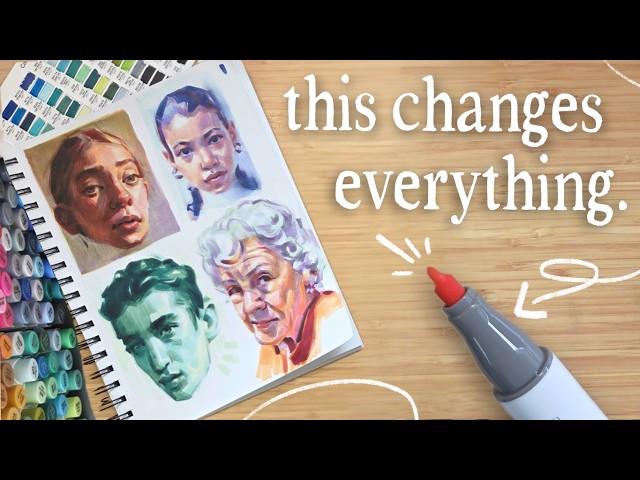 Portrait Sketching with New Alcohol Markers! + chatting real time!