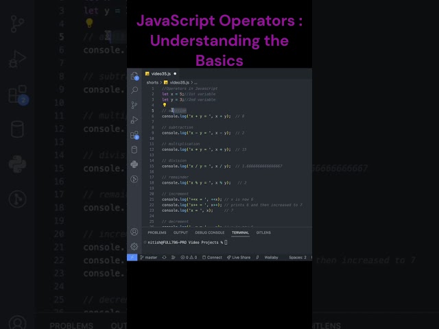 JavaScript Operators : Understanding the Basics #codesecret #programming #viralshort