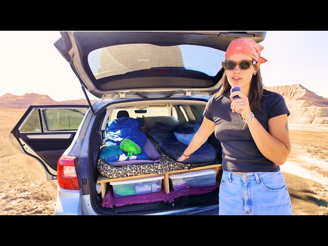diy subaru outback camper build tour | road trip car camping