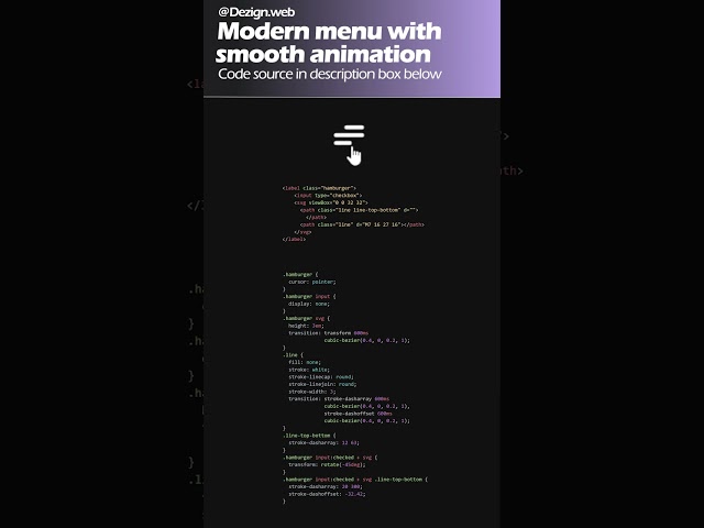 Modern menu #uidesign  with smooth animation in #css #shorts