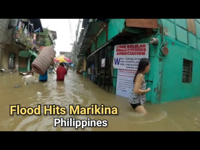 Walking on A Heavily Flooded Street of Marikina Philippines -Virtual Tour