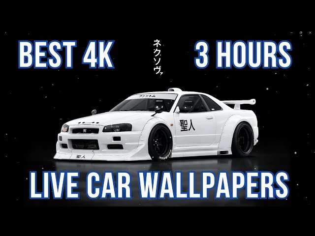 White GTR R34 with Black Background | 4K Live Wallpaper (3 HOURS)