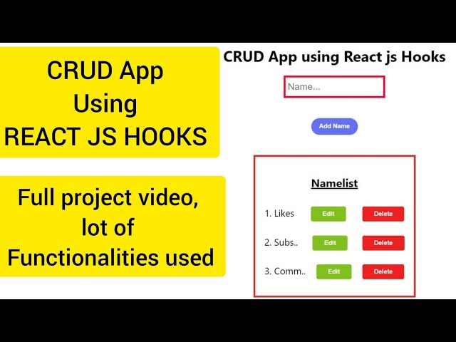 CRUD App using React js Hooks | React CRUD Project | React Crud using hooks |React js hooks crud app
