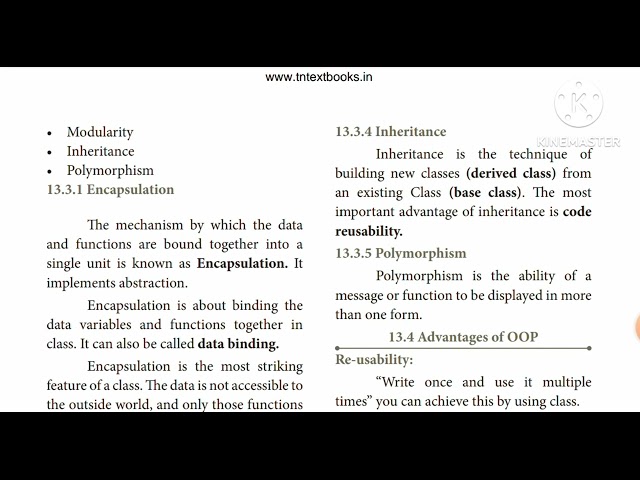 CLASS 11 COMPUTER SCIENCE CHAPTER-13 (PART 2 OOPS CONCEPTS ADVANTAGE DISADVANTAGE OF OOPS) IN TAMIL