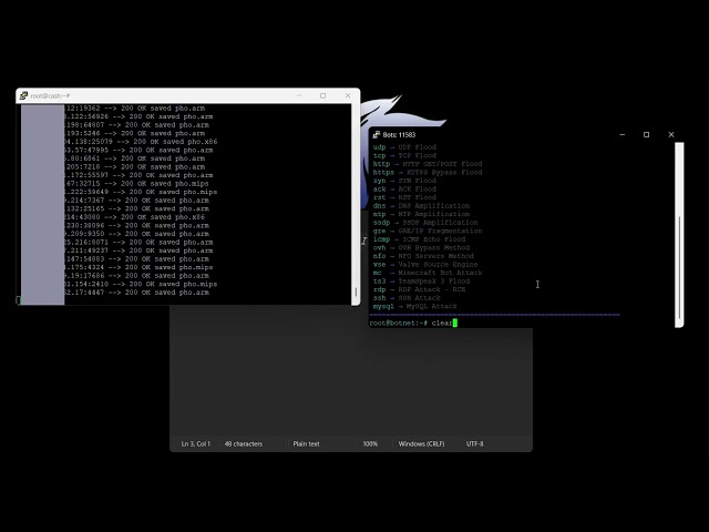 Mirai Exploits loading bots to private source code