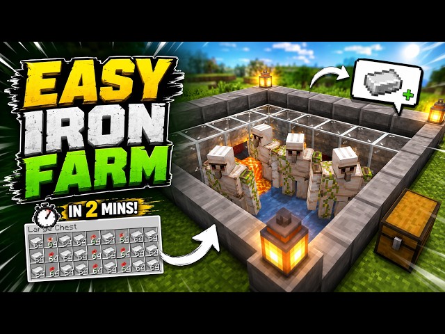 EASIEST IRON FARM Tutorial in Minecraft Bedrock! LATEST VERSION