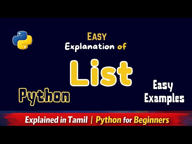 Python Tamil: What is List? | Methods, Loops & Multiple Parameters Explained"