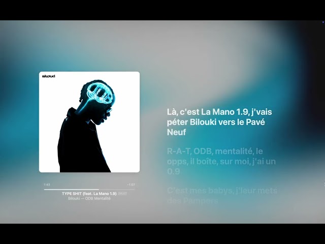 Bilouki - TYPE SHIT (Paroles) (feat. La Mano 1.9)