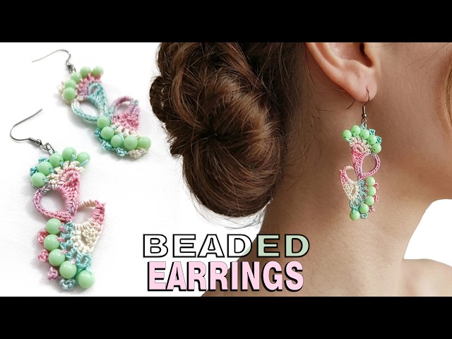 Crochet Earrings W/ Beads For Beginners | Step by Step Tutorial DIY
