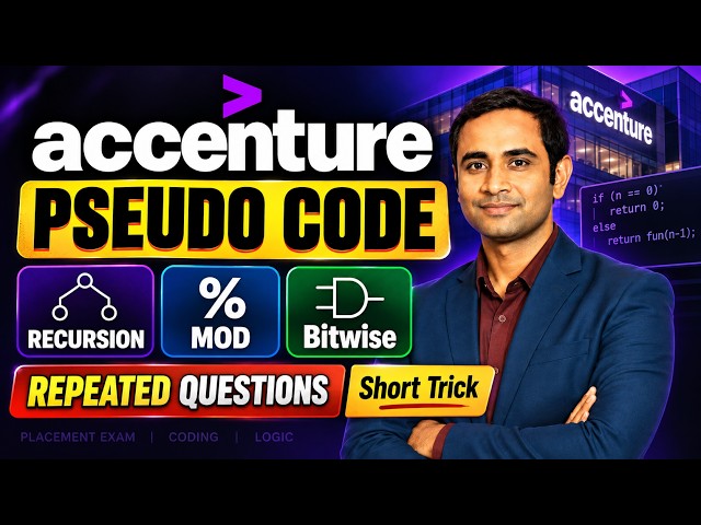 Accenture Pseudo Code | Recursion, MOD, Bitwise Operator | Repeated Questions