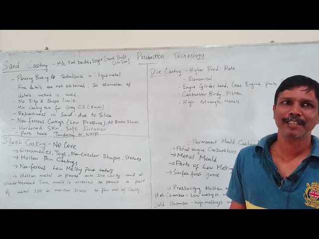 MT17 METAL CASTING MECHANICAL ENGINEERING LECTURE 3 || TYPES OF CASTING IN TAMIL