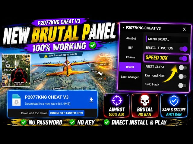 P2077KNG CHEAT V3 Latest Update ✅ No Key | No Password | FF MAX OB54 #freefire #ffmax #gaming