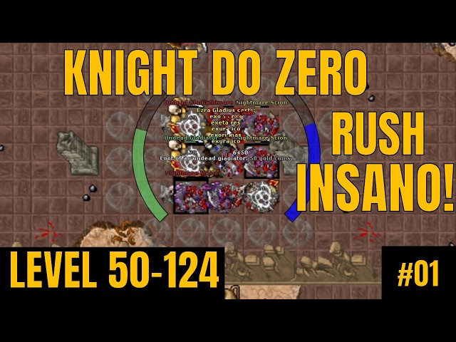 TIBIA EK FROM SCRATCH - EP 01 - LEVEL 50 TO 124 WITH INSANE AND EASY RUSH