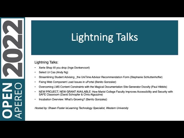 Open Apereo 2022: Lightning Talks