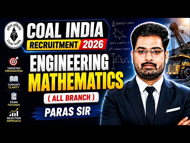 Coal India Exam 2026 | Engineering Mathematics | Crash Course for All Branch