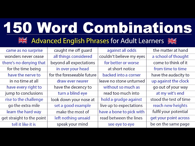 Master These 150 Word Combinations: Advanced English Phrases for Adult Learners