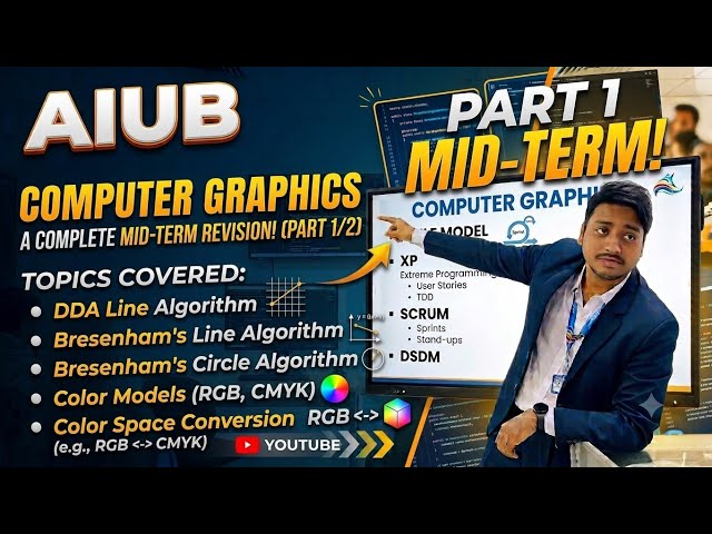 Computer Graphics Mid-Term Marathon | Part 1 | DDA, Bresenham Line & Circle Algorithm 🎨 RGB To CMYK