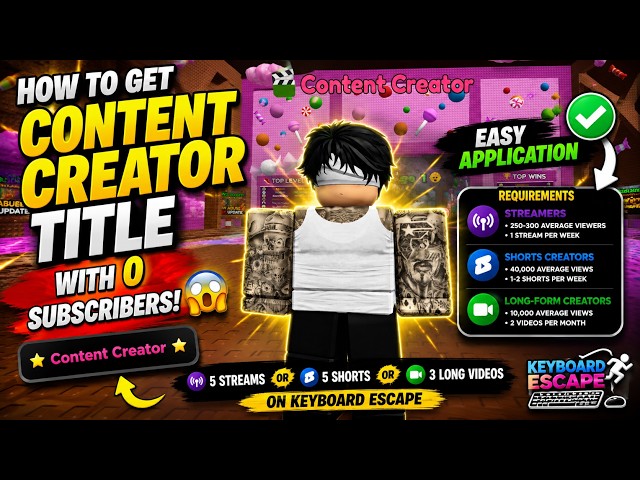 Get the Content Creator Title WITHOUT Subscribers! | Keyboard Escape Roblox