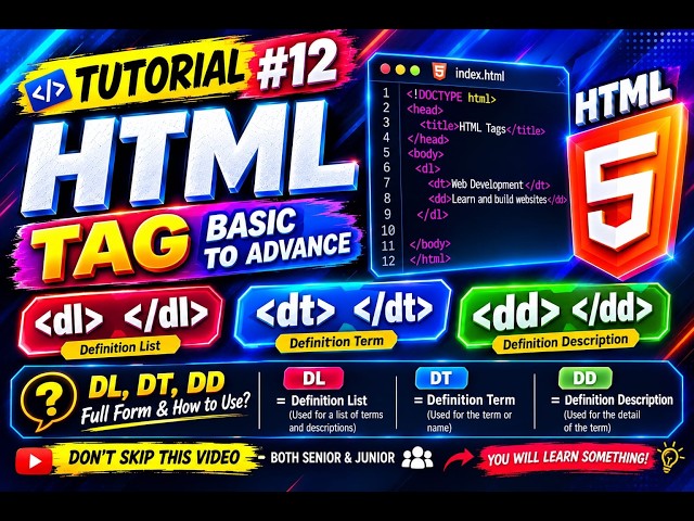 How to Create a Description List in HTML Using dl, dt, dd Tags | #urdu #hindi #webdevelopment  #html