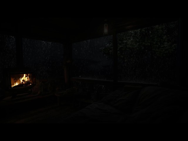 No Ads 😴 99% FALL ASLEEP IN SECONDS with INTENSE Mountain Rain & Fire Sounds in Cozy Cabin 🔥😴